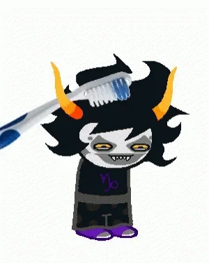 Gamzee gets his hair brushed by a toothbrush png